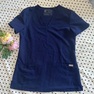 Figs Navy Blue Scrub Top